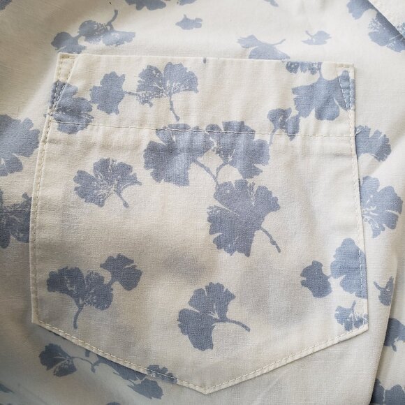 Vintage Marjorie Prairie Maxi White & Periwinkle Blue Parsley Toteme Style Smock - Picture 11 of 12